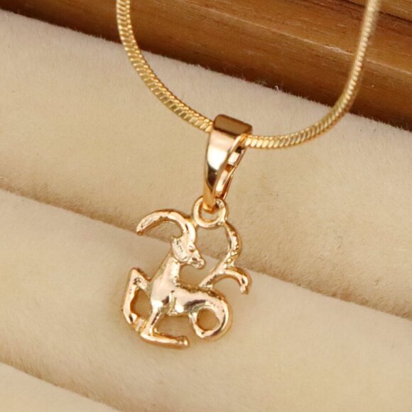 "Capricorn Zodiac Rose Gold Pendant Elegant Charm, XPPT1471 - Picture 1 of 13